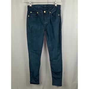 7FAM Corduroy Pants Womens 26 Navy Gwenevere Skinny Dark Academia Cabincore